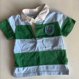 Pumpkin Patch Green and White Kids Rugby Shirt 6-12 months